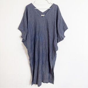 Amy kuschel the wedge Blue denim V-Neck Kaftan midi Dress